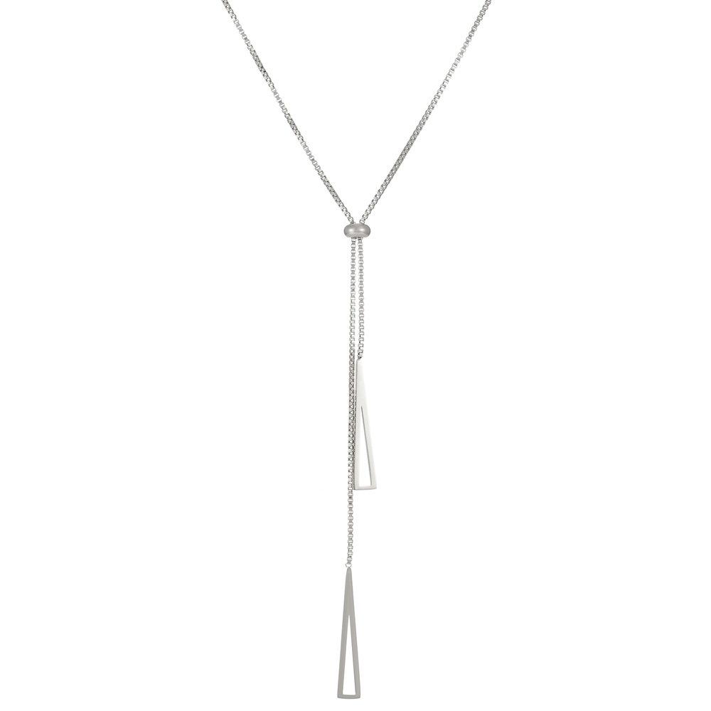 Korean Tassel Double Layer Titanium Steel Triangle Necklace - Light Luxury Geometric Long Sweater Chain