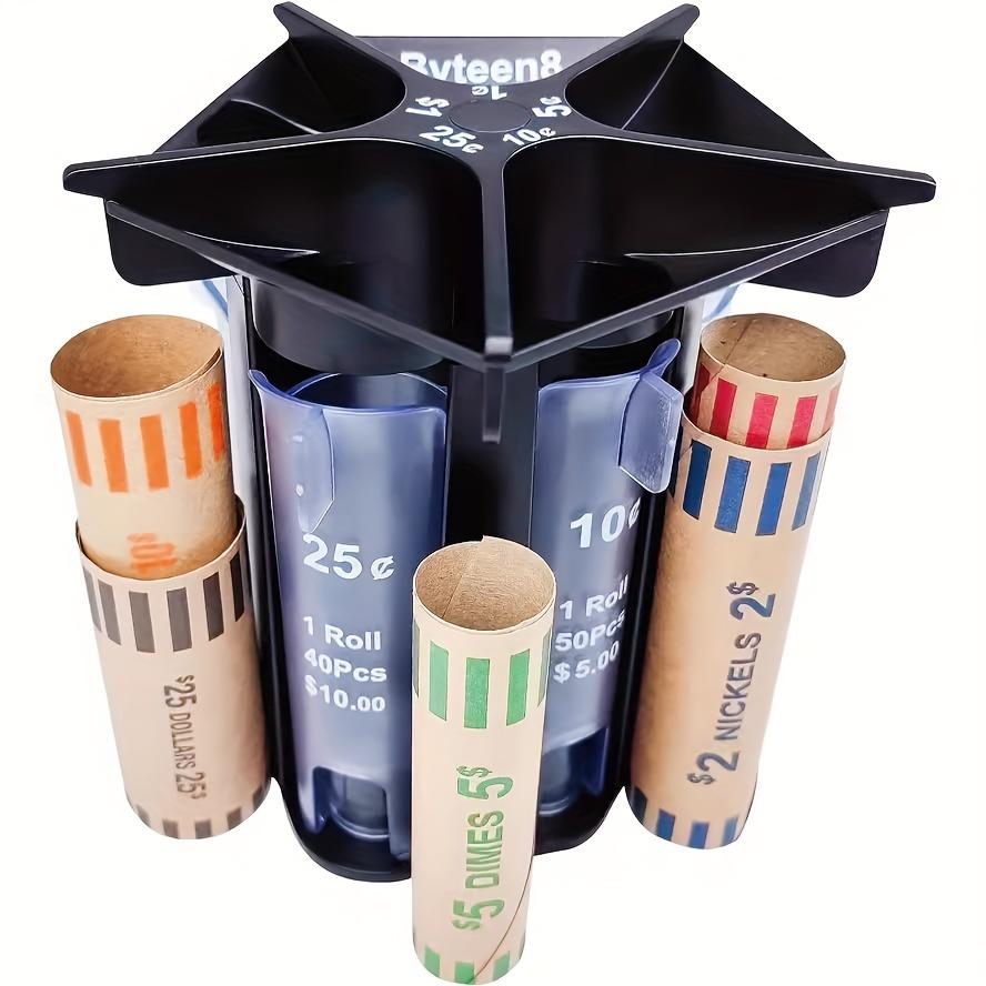 Coin Sorter Tube Coin Counter with Coin Wrappers,5-IN-1 Change Sorter Change Counter Machine, Coin Organizer Coin Holder
