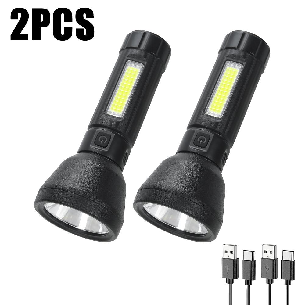 Mini Torch LED Rechargeable Flashlight Portable USB Charging Flashlight Outdoor Camping Waterproof Long Range Fishing Lantern