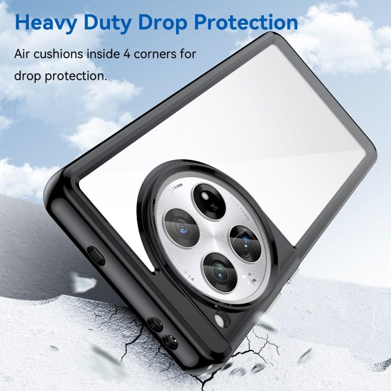 For OnePlus 12 5G Phone Case WANLONFENG XC Series TPU Acrylic Cover with Tempered Glass (Big Lens Hole)