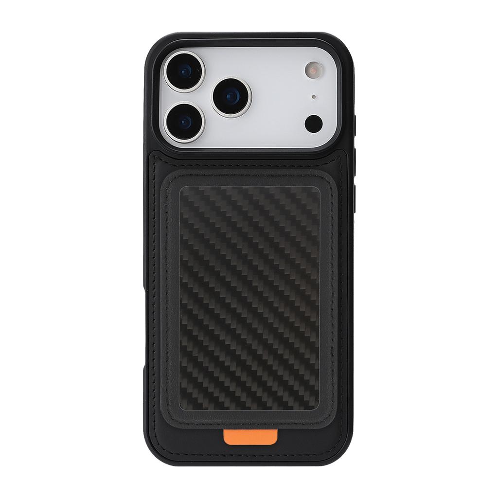 2 in 1 Detachable Carbon Fiber Magnetic Cards Solt Case For iPhone 17 Pro Max 16 Plus 15 14 13 12 Shockproof RFID Stand Cover