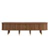 TV Cabinet 175 Cm with Rattan Sliding Door, Walnut Look & Lots of Storage Space - Country Style Table with Open Compartments, Drawers - Natural Design