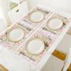 4/6pcs Bunny Floral Plaid Print Single-Sided Easter Placemat Set for Spring Table Decor