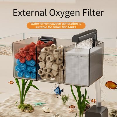 Small Hang-on Aquarium Filter Box Quiet Water Circulation System Dry-Wet Separation Filter Box for Small Fish Tank Turtle Tank