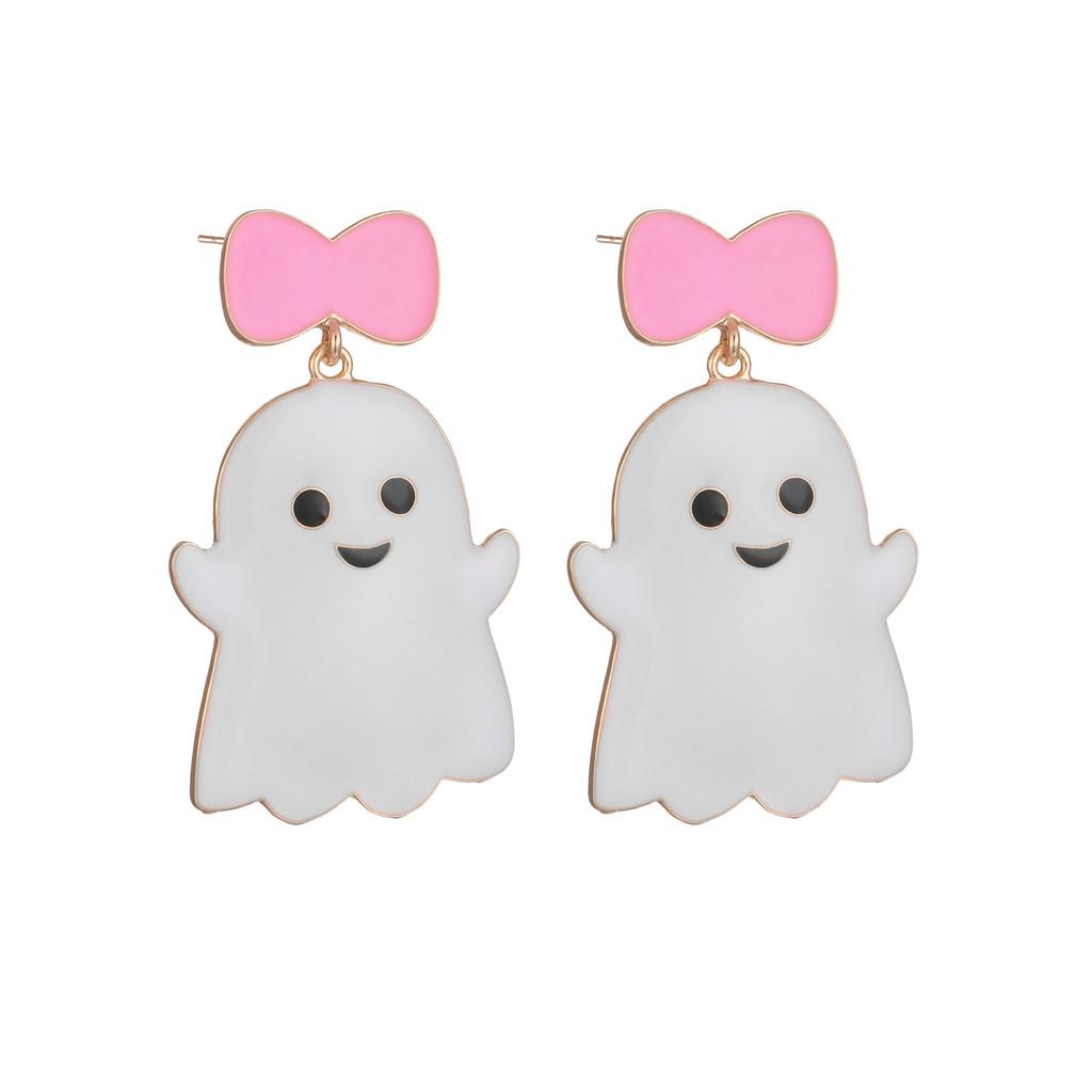 Ghost Cute Enchanting Bow Earrings Stylish Alloy Halloween Jewelry For Women Young