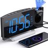 Projection Alarm Clock with FM Radio, USB Charging Port, 0-100% Dimmer, Dual Alarms, HD LED Display, 30 Preset Stations, Sleep Timer, 5 Alarm Sounds,