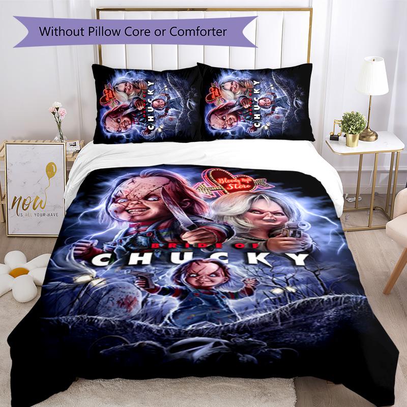 Chucky 3τμχ Σετ Κλινοσκεπασμάτων Κάλυμμα Παπλώματος Κλείσιμο Περιλαμβάνει 1 Κάλυμμα Παπλώματος & 2 Μαξιλαροθήκες για Όλες τις Εποχές Διακόσμηση Υπνοδωματίου Σπιτιού Εστίας