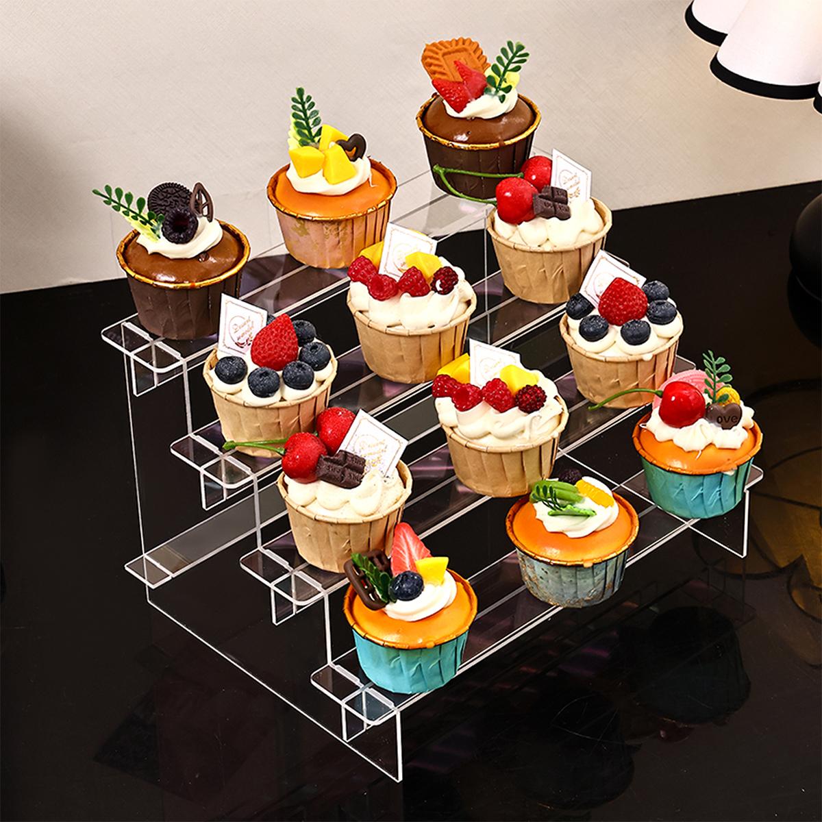 1pc transparent acrylic stepped dessert display rack perfume display rack is suitable shop cupcakes jewelry lipstick organizer 2layer прозрачный