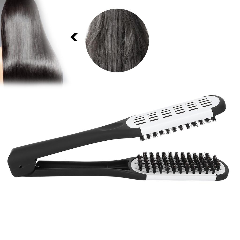 Double Sided Brush Clamp Multifunctional Hair Brush Straightener Styling Tool for Women Men