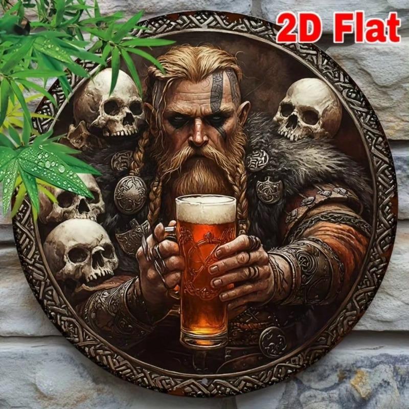 Wikinger Metall Wandkunst Vintage Nordische Dekoration Skelett Bierkrug