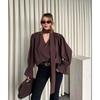 2026 Womens Long Sleeve Blouse With Ruched Detail Tie-Neck Puff Slimming Fit Elegant Casual Shirt