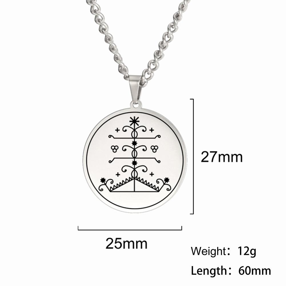 Dawapara Papa Legba Voodoo Necklace Ritual Altar Pendant Ezili Dantor Vodou Loa Veve Symbol Occult Amulet Stainless Steel steel color