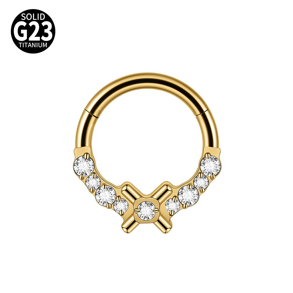 1pc G23 Titanium Split Ring with Multi Slanted Marquise Round White CZ Septum Nose Ring Cartilage Helix Tragus Piercing Jewelry
