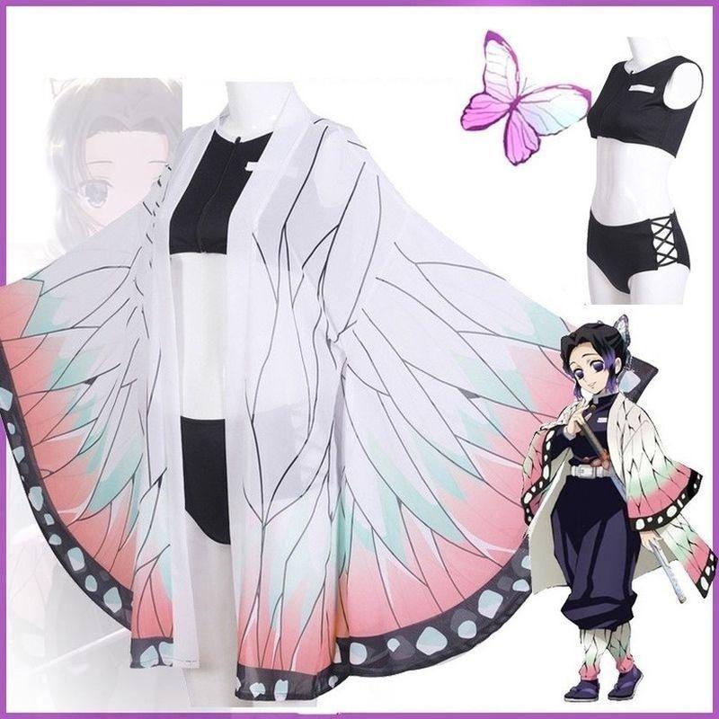Demon Bikini Slayer Swimsuit Set Kimetsu No Yaiba Beach Cosplay Kocho Shinobu