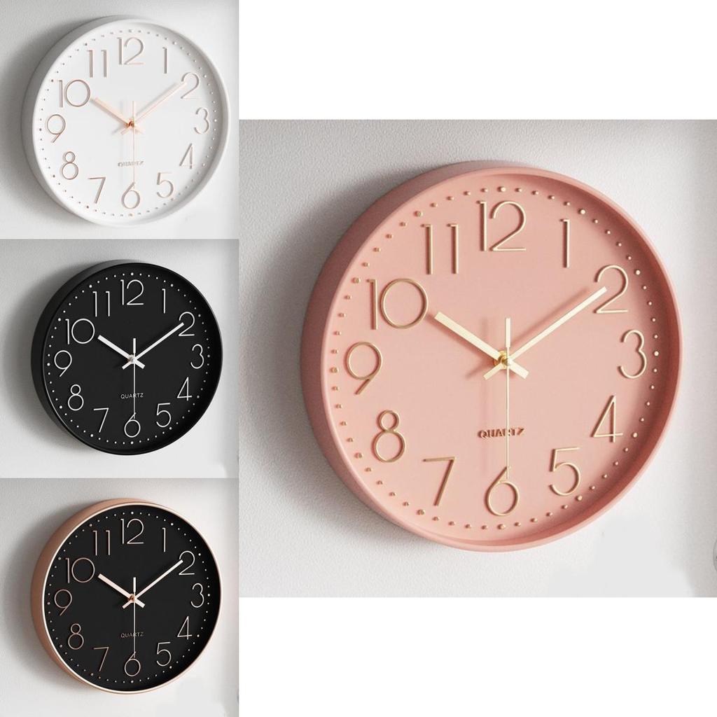 Modern Round Quartz Wall Clock With Silent Motion For Living Room Decor