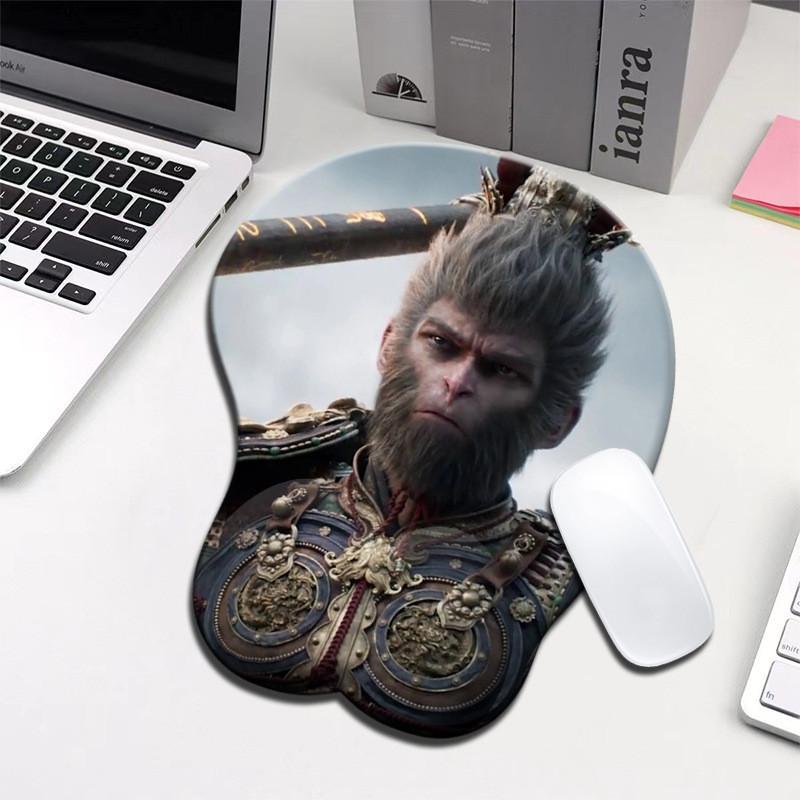 

Creative Black Myth Wukong Floral Wrist Support Mouse Pad For Office And Gaming сірий