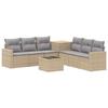 Sofa Set 8 Pieces Beige and Light Gray Poly Rattan and Steel