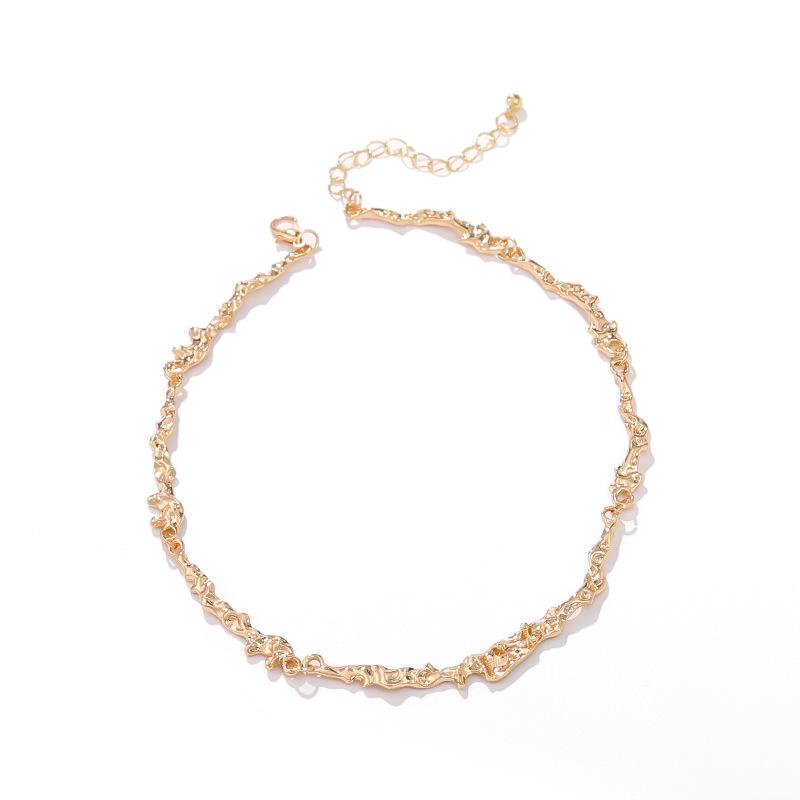 European & American Molten Lava Metal Necklace & Earrings Set: Irregular, Versatile, Exaggerated Design