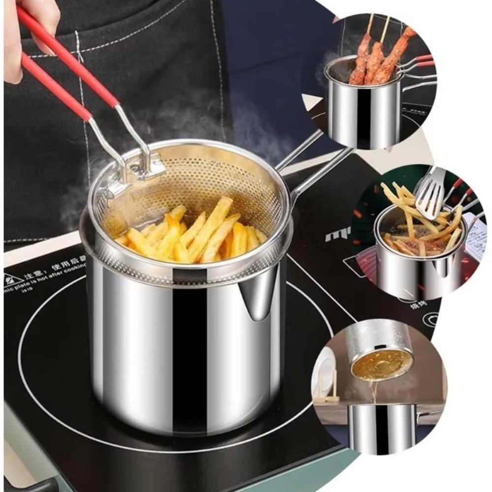 Stainless Steel Deep Fryer Pot Heat Resistant Handle Oil Fryer Pot  Home Kitchen Cooking