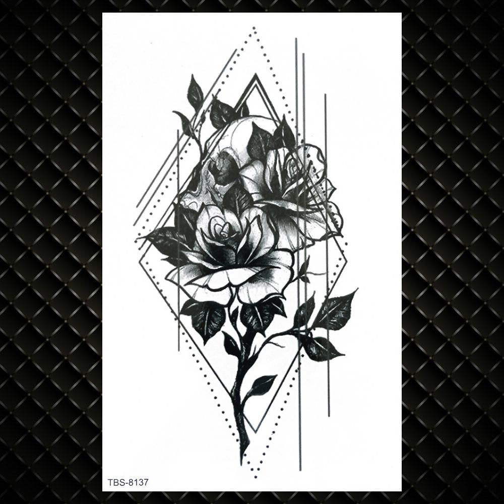 Tatuaje Temporare Colorate cu Lotus Pentru Femei Fete Flori de Trandafir Mehndi Autocolant Tatuaj Iasomie Bujor Tatuaje Impermeabile Artă Corporală Mână