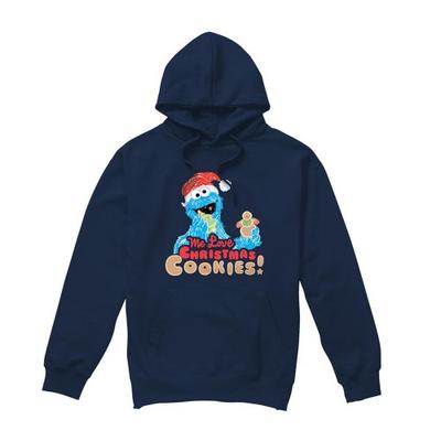 Sesame Street Adulto Unissex Eu Amo Biscoitos de Natal! Moletom do Monstro dos Biscoitos