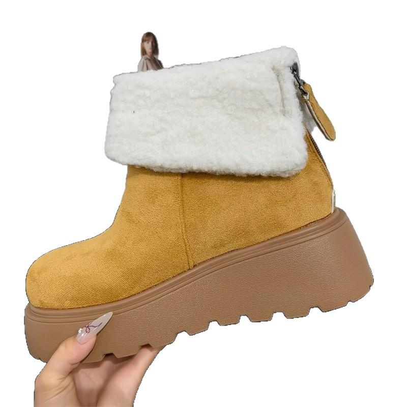 Trendy Retro Versatile Small Snow Boots Women's Thick-soled Velvet Thermal Casual Cotton Boots New In Winter and Winter
