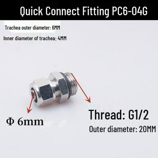 Pneumatic Quick Connect Straight Fitting G1/4 PC8-02G PC10-03G PC12-04G with O-ring Seal