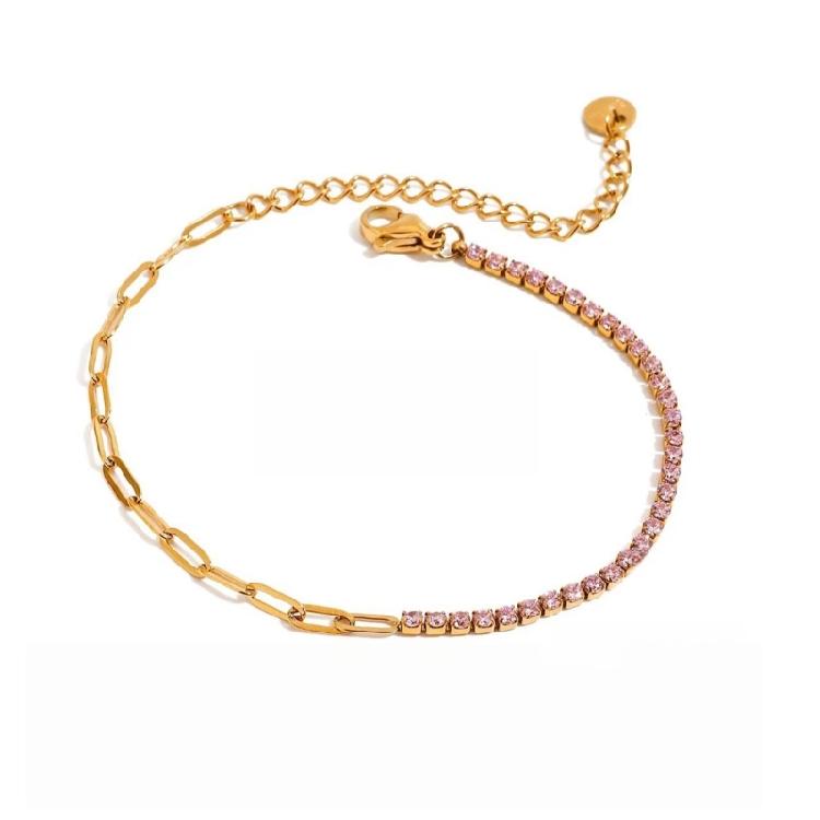 Versatile Length Heart Charm Bracelet Crafted With Allergy Friendly Stainless Steel And Sparkling Cubic Zirconia Stones