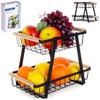 2-Tier Black Metal Fruit Basket 28x17.5x21cm