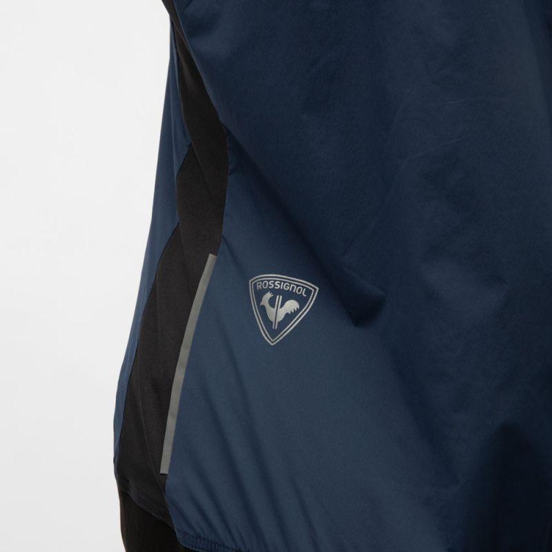 Navy Blue Technical Sports Vest with Stripes Funnel Neck Woman ROSSIGNOL