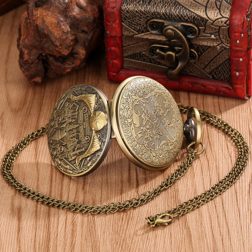 Castle Commemorative Gift Quartz Movement Large Pocket Watch