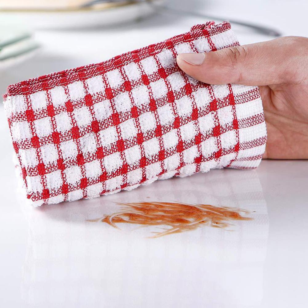 Absorbent Hand Towels Quick Drying Kitchen Dishcloths Set Checkered Decorative Towels for Kitchen Drying