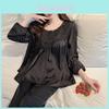 French Style Loose Sleepwear Set With Breathable Ice Silk For Women Home Comfort