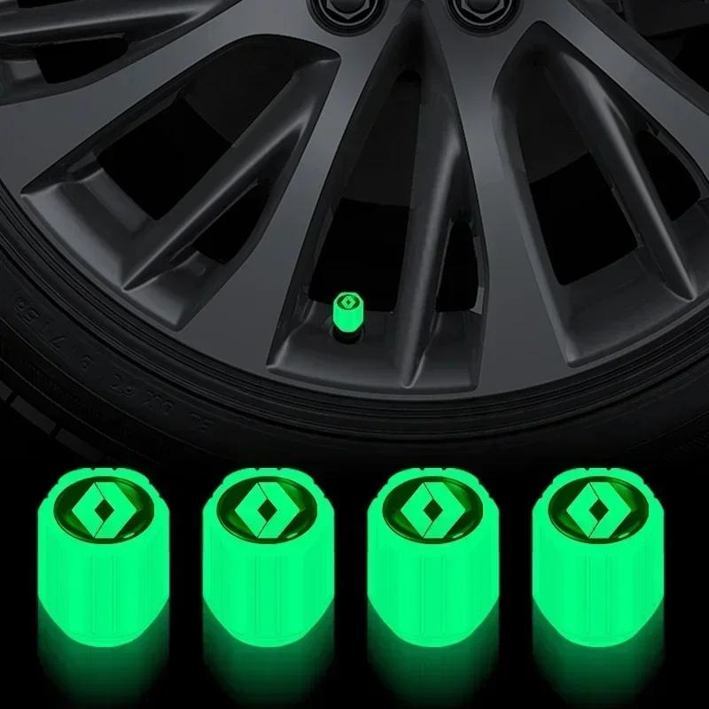 4pcs Car Luminous Tire Valve Cap Wheel Nozzle Night Glowing Caps For Renault Megane 2 3 4 RS Grand Scenic Clio 4 Captur Duster R444