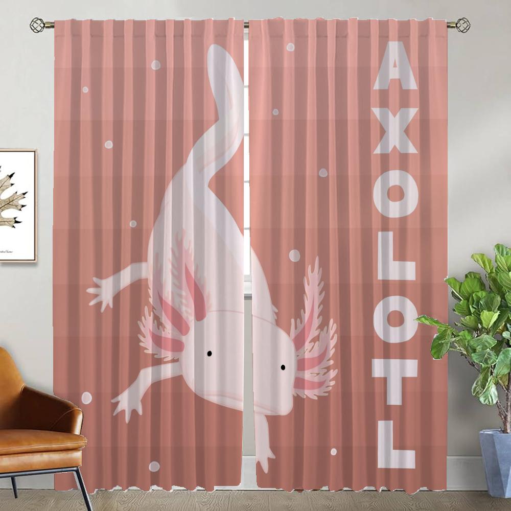 Blackout Curtains for Camera Cute Axolotl Home Interior Curtains for Living Room Shades Halloween Decoration Window Curtain