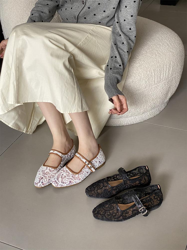 Fashion 2025 Spring Women's Outdoor Mary Jane Shoes Chinese Style Square Toe Embroidery Jacquard Designer Walking Shallow Ladies Flats