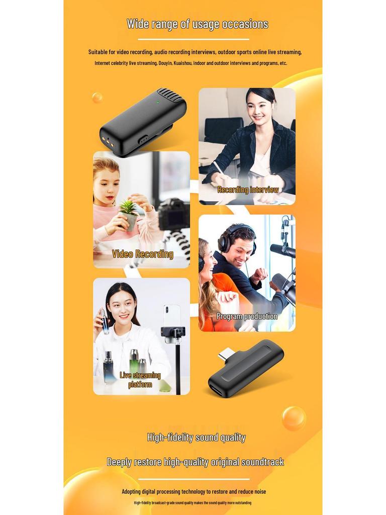 J13 Wireless Lapel Microphone with Charging Case for Live Streaming & Mobile Recording