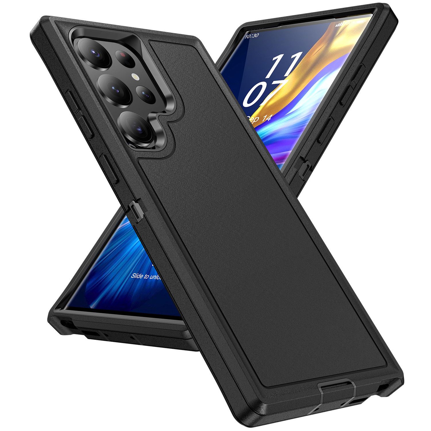 

3-в-1 для Samsung Galaxy S23 S24 S25 FE S22 S26 Ultra A36 A16 A17 A15 A54 A14 A53 A13 A56 A26 Прочный бронированный противоударный чехол Galaxy S25+ чёрный