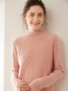 Women's Cashmere Knit Pullover: Vertical Stripe, Half-High Collar, Thickened, Warm, Long-Sleeved, Solid Color Base Layer