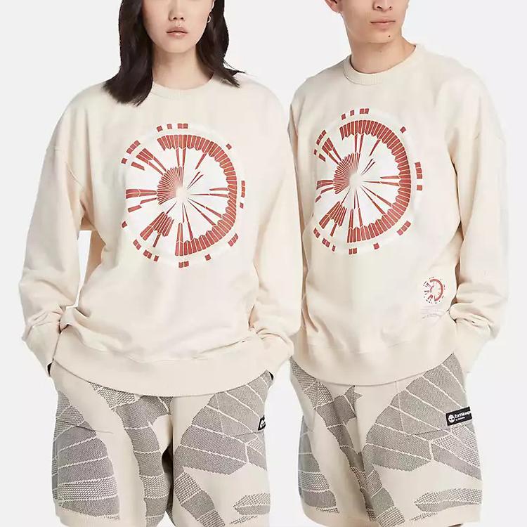 Timberland Pattern Printed Crew Neck Long Sleeve Sweatshirt Unisex sweatshirt Vintage-White A6BMP-CR3