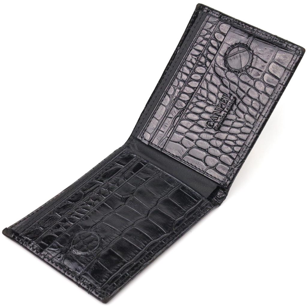 Agrafă pentru bărbați din piele naturală texturată CANPELLINI Money Clip 21520 Black
