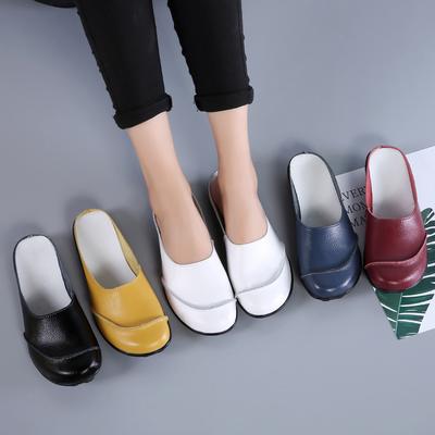 Damen Halbschuhe mit runder Zehenpartie Lederschuhe Bequeme und leichte Slingback-Schuhe Elegante einfarbige Mules