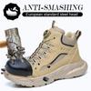Men's Steel-Toed Safety Shoes With Anti-Crush, Anti-Puncture And Anti-Slip Soles, Fashionable Button Industrial Work Shoes