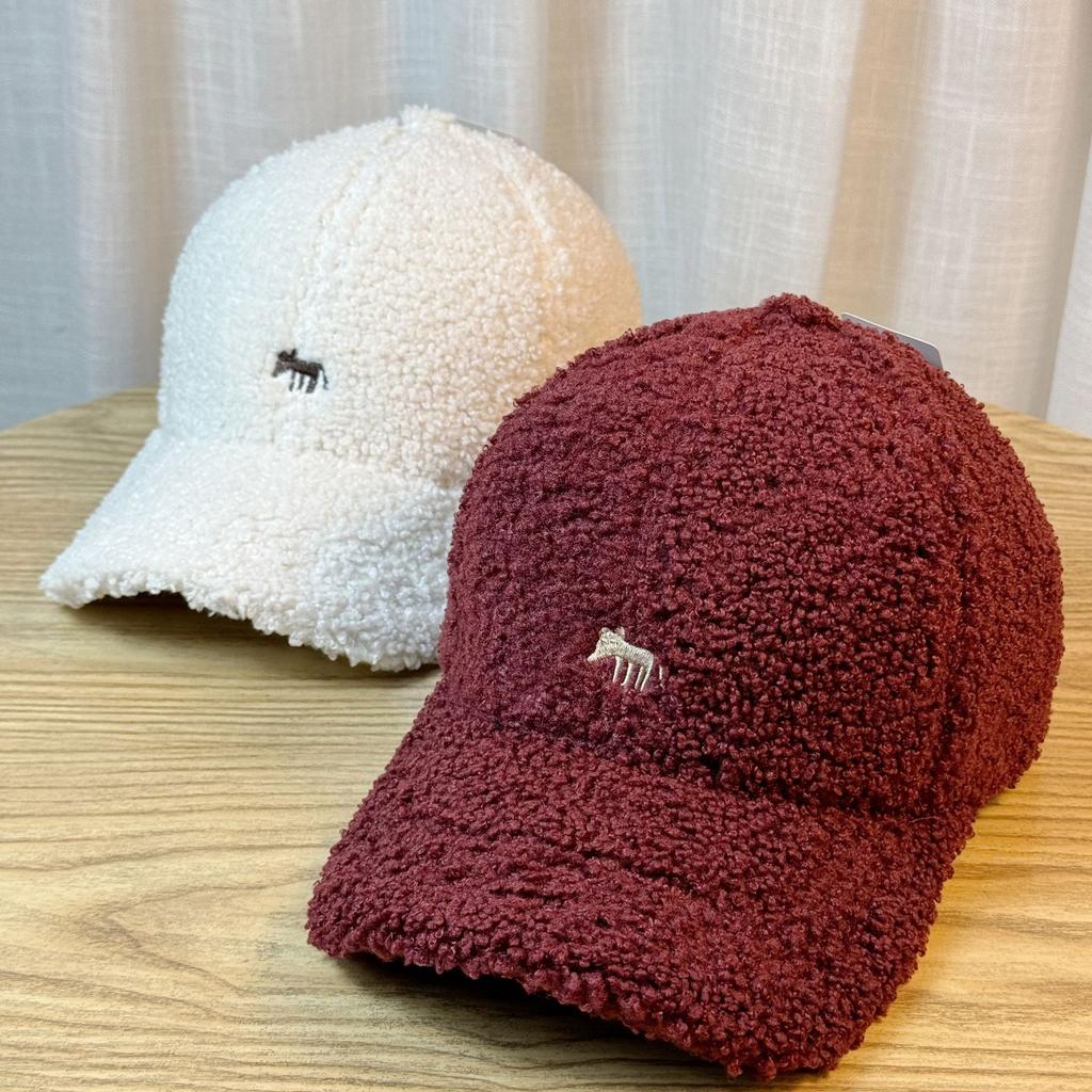 New Lamb Velvet Embroidered Little Fox Autumn and Winter Baseball Hat for Men and Women with Wide Brim and Face Shaped Small Duck Cap
