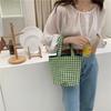 Versatile Double-sided Checkered Canvas Bag Stylish Handheld Tote For Students