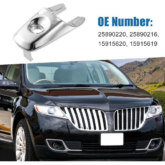 Front Left Exterior Door Handle Lock Cover Cap Replacement for Lincoln MKX 2011-15 Plastic Chrome Tone