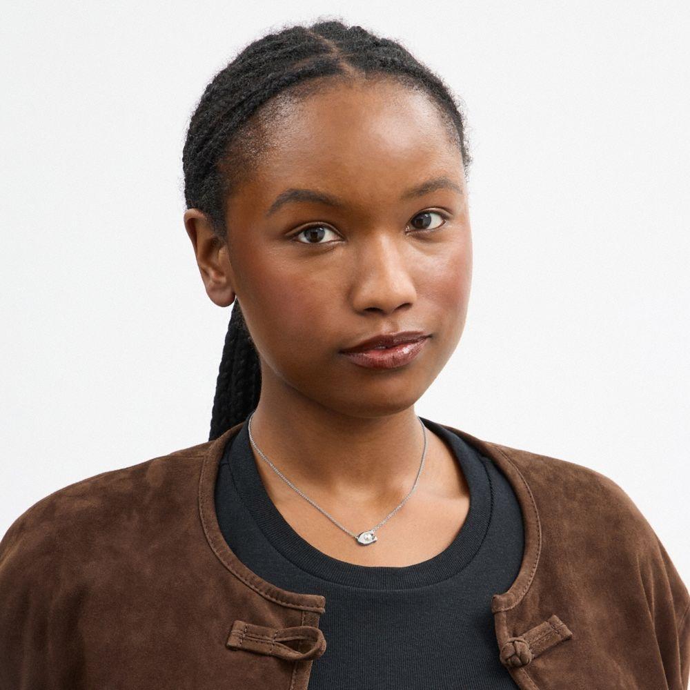 Coach Signature Pearl Pendant Necklace Cds67 Silver