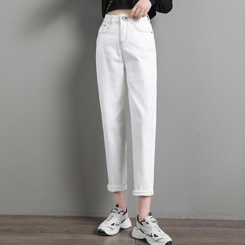 

Весенние и осенние женские джинсы Брюки-харлан Свободные джинсовые джинсы Тонкие эластичные брюки с редисом Длинные брюки Джинсовые брюки Брюки девять четвертей 32 белый