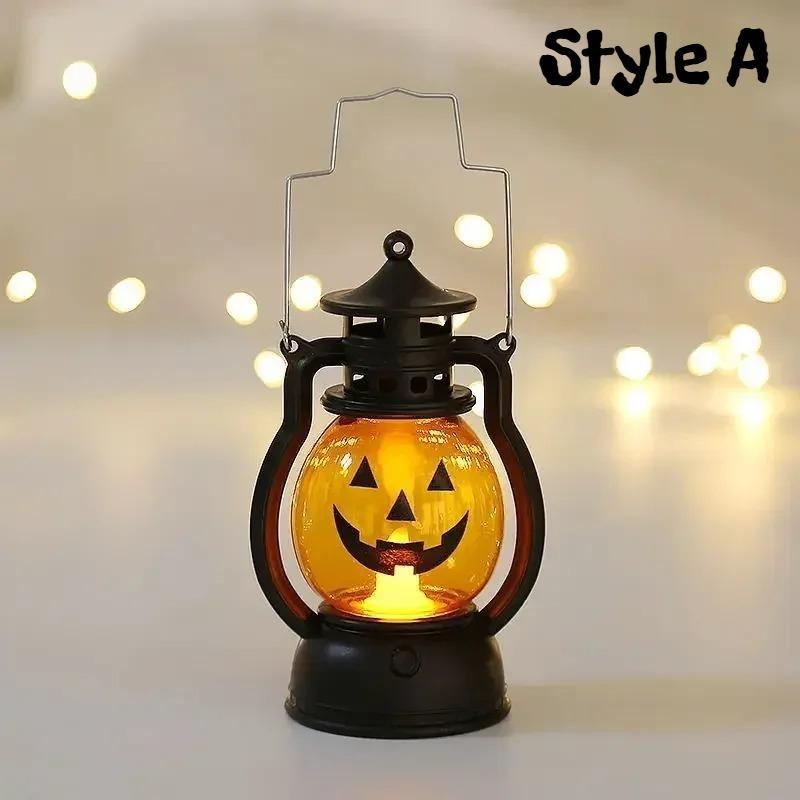 Décorations d'Halloween Bougie LED Lumière Citrouille Vintage Fantôme Lanterne LED Suspendue Lampe Décorations de Fête d'Haloween Fournitures Cadeau de Fête