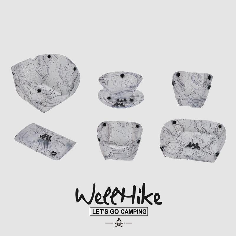 WeeHike Ultralight Portable Foldable Multi Purpose Outdoor Tableware Set Bowl Plate Coffee Filter Funnel Water Cup For Camping